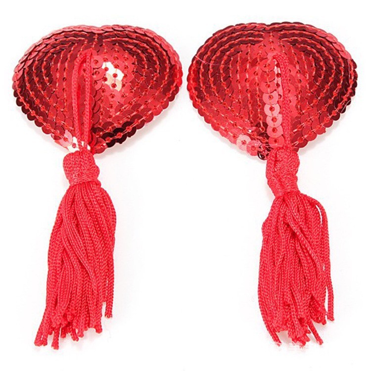 Sequin Tassel Heart Pasties – No-Show Decorative Covers - 图片 2