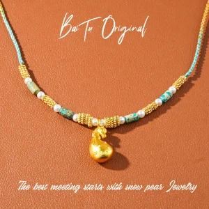 Light Luxury Handcrafted WX0186 Fabric Mid-Length Necklace