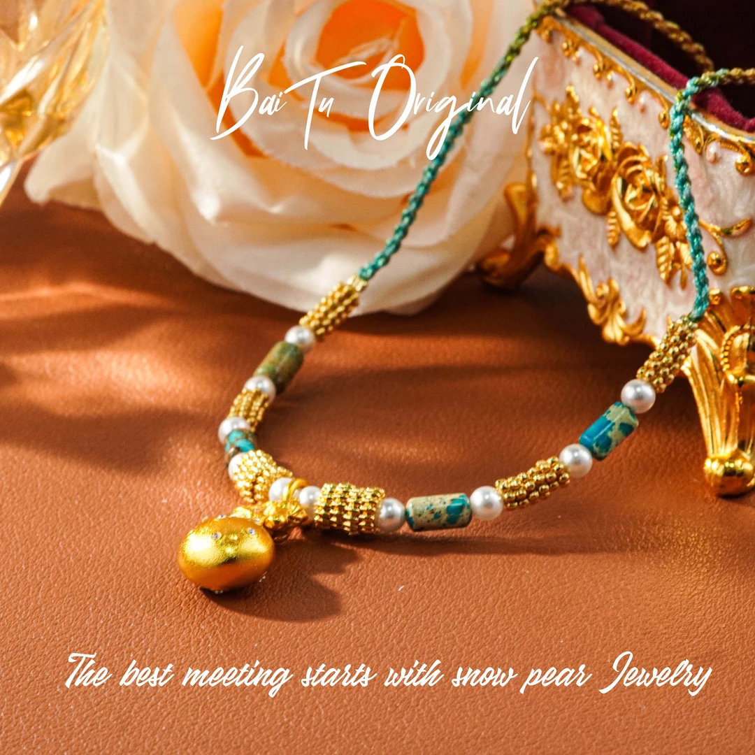 Light Luxury Handcrafted WX0186 Fabric Mid-Length Necklace - 图片 3