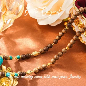 Light Luxury Handmade WX0133 Titanium Steel Wooden Necklace (Mid-Length)